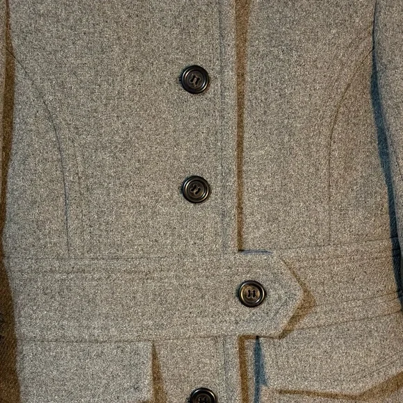 J Crew Women Gray Wool Blend Peacoat Belted Pockets Size 4 EUC - Picture 9 of 11